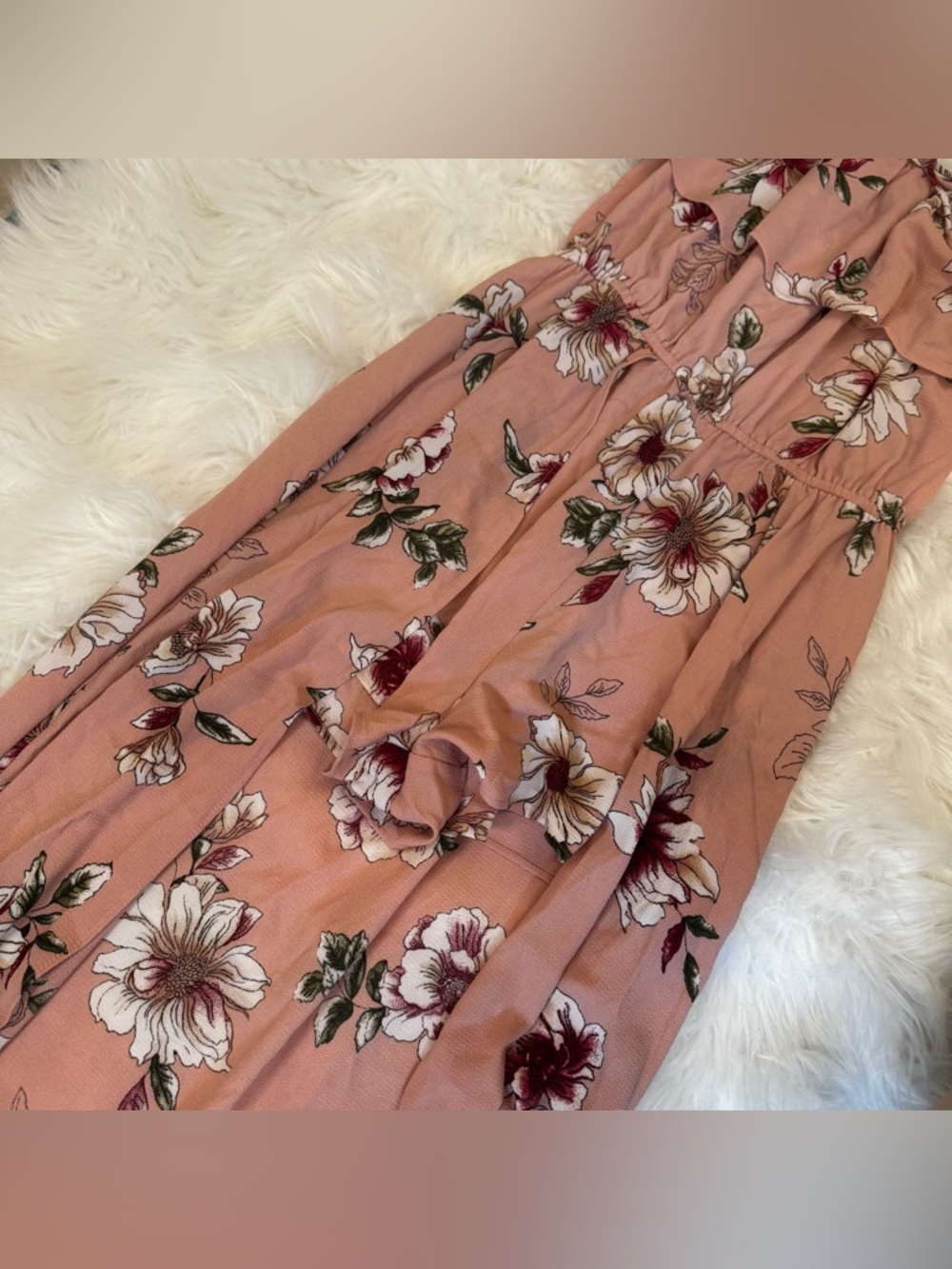 Altar'd State Mauve Floral Off-Shoulder Romper Jumpsuit Dress - Picture 5 of 11